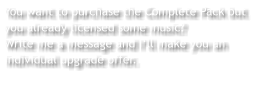 You want to purchase the Complete Pack but you already licensed some music? Write me a message and I‘ll make you an individual upgrade offer.